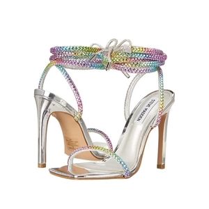Steve Madden Multicolor Rainbow 9.5 Women's Heel Silver